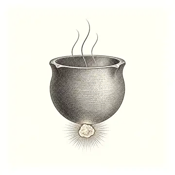 a simple heated vessel with one gold ember