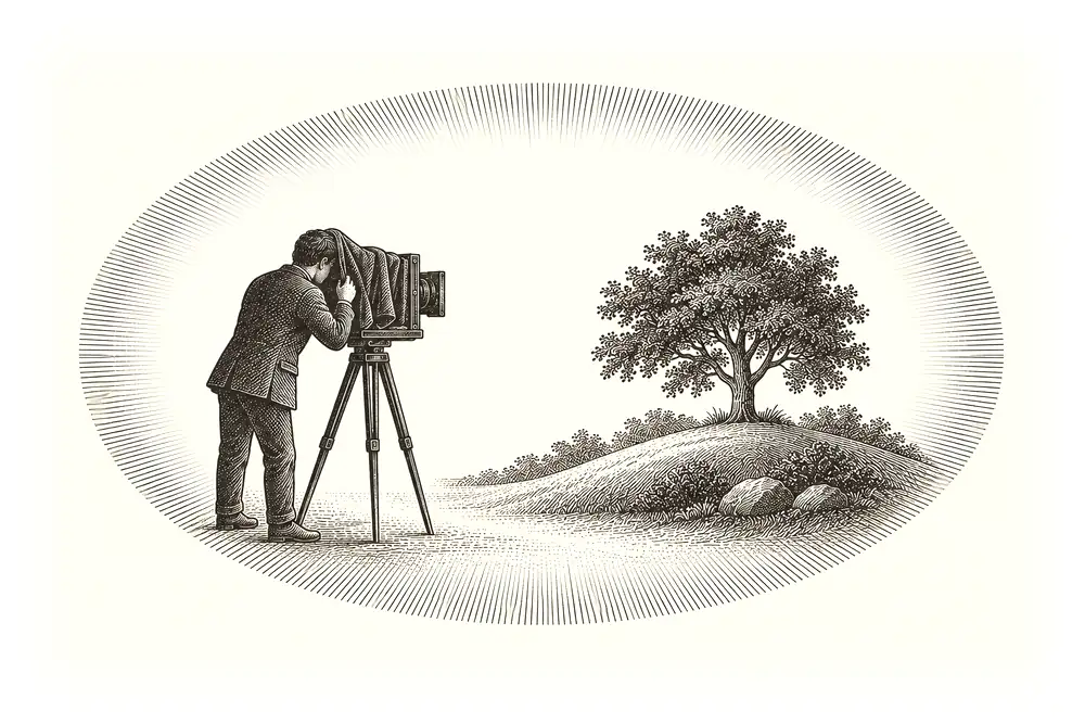 A camera and the scene it points at, both sitting inside one gold field labelled awareness