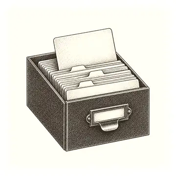 an open card index with one card lifted