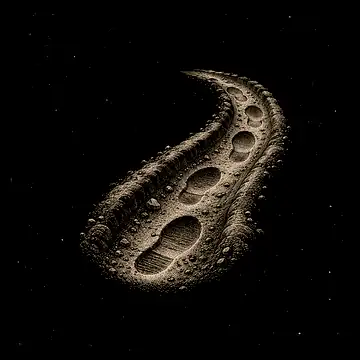 a groove worn into a path by repeated footsteps