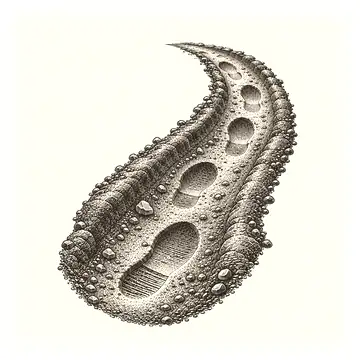 a groove worn into a path by repeated footsteps