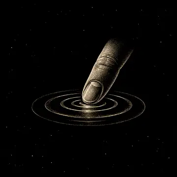 a small fingertip touching a ripple