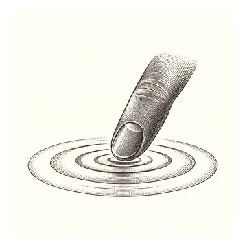 a small fingertip touching a ripple