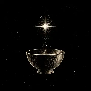 a small gold spark rising from a bowl