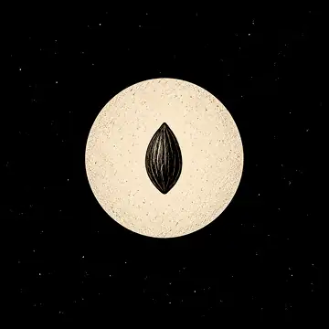 a gold circle containing one dark seed